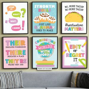 English Motivational Posters | Set of 6 | Educational Posters - Colorful Pastel
