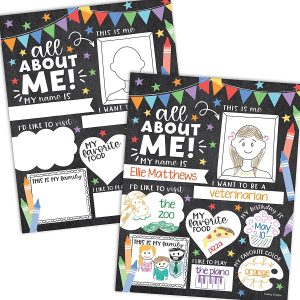 All About Me Posters | Set of 20 | Educational Posters - Colorful Bright Chalk