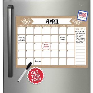 Magnetic Monthly Calendar | Fridge Magnet | Home Organization - Farmhouse Greenery