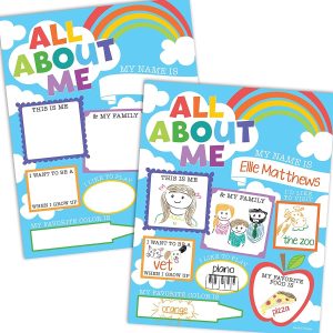 All About Me Posters | Set of 20 | Educational Posters - Light Blue Sky