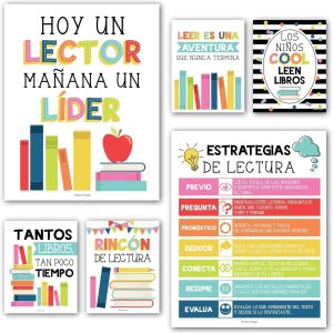 Spanish Reading Posters | Set of 6 | Educational Posters - Retro